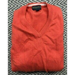 Brooks Brothers Supima Cotton V-Neck Sweater Long Sleeve Coral Mens Size L